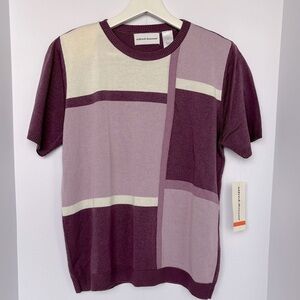 NWT Alfred Dunner Purple and Cream Knit Top size S